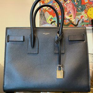 SAINT LAURENT SAC DE JOUR SMALL SMOOTH BLACK LEATHER TOTE